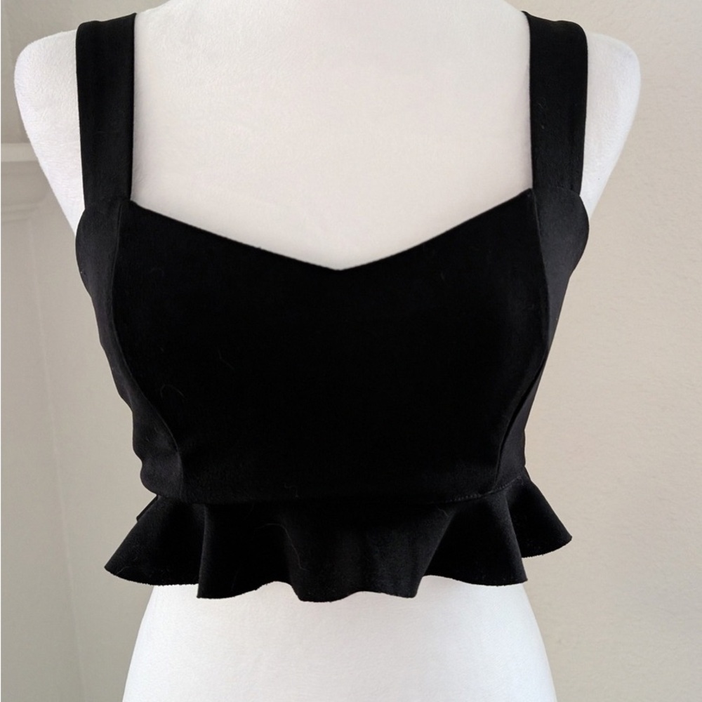 Stylish Black Ruffle Crop Top